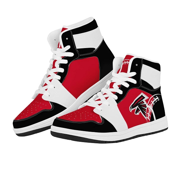 Men's Atlanta Falcons High Top Leather AJ1 Sneakers 002
